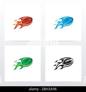 Logo-Design Für American Football Ball On Fire Stock Vektor