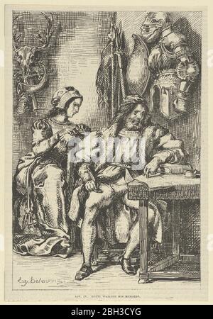 Goetz von Berlichingen schreibt seine Memoiren, nach 1845. Stockfoto