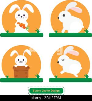 Niedlichen Kaninchen oder Bunny Vektor für Icon-Vorlagen oder Präsentation Hintergrund. Kaninchen-Symbol für Haustier Shop Logo. Kann für Website oder mobile Apps Symbol verwenden Stock Vektor