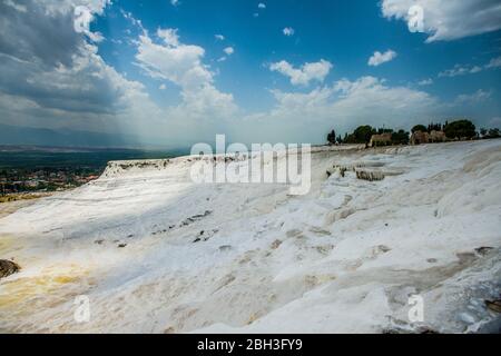 Türkei Pamukkale, in seiner jetzigen Form ohne Photoshop mit Details und Ansichten Stockfoto