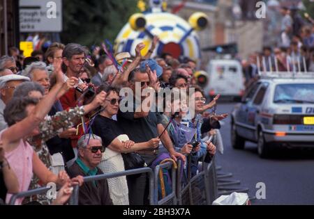 7. Juli 1994 Portsmouth nach Portsmouth 187km Etappe der Tour de France durch Winchester in Großbritannien Stockfoto