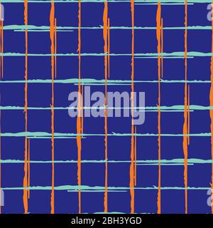Grunge Linienvektor nahtlose Raster Muster Hintergrund. Hand gezeichnet Pinsel Stil lineare Kreuz Kreuz Neon Farbe Hintergrund. Abstrakt unregelmäßig Stock Vektor