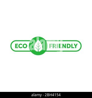 Umweltfreundlicher grüner Aufkleber mit Baumblatt. Design-Element für Verpackungsdesign und Werbematerial. Vektorgrafik. Stock Vektor