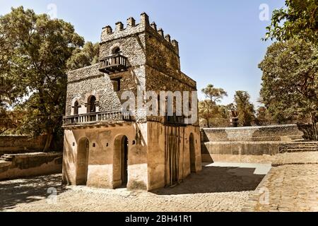 Blick auf das Innere der historischen Fasilides Bäder in Gondar, Äthiopien. Stockfoto