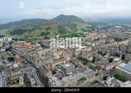 Luftaufnahme der Innenstadt von Edinburgh Altstadt Stockfoto