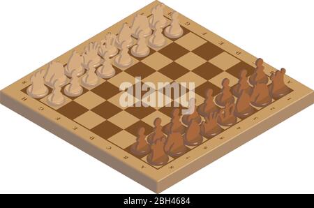 Bild des Schachbretts mit Schachfiguren darauf, flaches Stil Banner Design der Geschäftsstrategie Konzept Stock Vektor