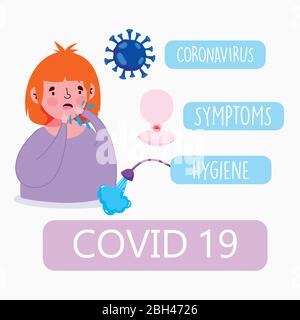 Covid 19 Coronavirus Infografik, Ausbruch Krankheit, Symptome und Hygiene Vektor Illustration Stock Vektor