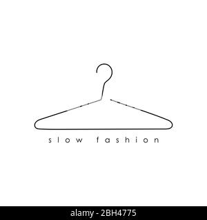 Minimalistischer Linienanhänger mit Aufschrift Slow Fashion. Design für Poster, T-Shirts, Banner. Vektorgrafik. Stock Vektor