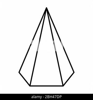 Sechseckige Pyramide lineare Ikone Illustration auf weißem Hintergrund Stock Vektor