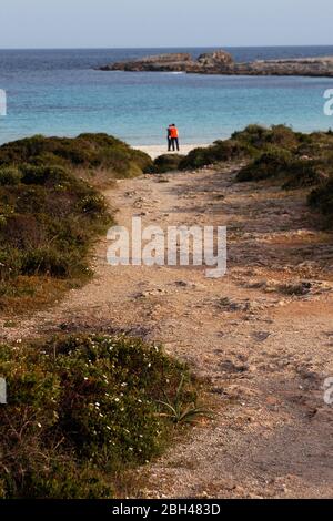 Binibèquer, Binibeca. Fischerdorf und Strand. Menorca, Spanien Stockfoto