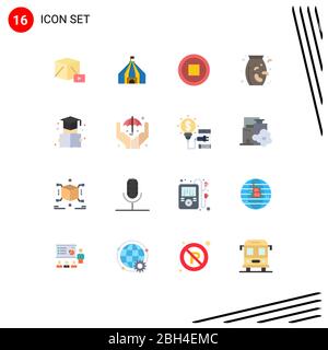 16 User Interface Flat Color Pack von modernen Zeichen und Symbole der Hände, Bildung, Schnittstelle, Lesezeichen, Gemüse editierbar Pack von Creative Vector des Stock Vektor