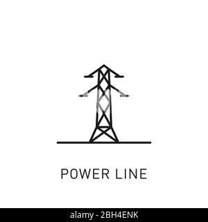 Symbol für dünne Stromleitung. Gestaltungselement für erneuerbare Energien, grüne Technologie. Vektorgrafik. Stock Vektor