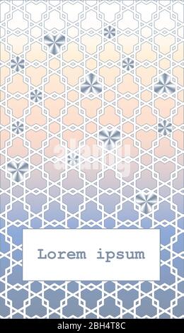 Broschüre, Karte mit holografischen Aufnäher. Arabische Vektor-Vorlage der modernen Karte für Einladung, Feier, speichern Sie das Datum, Poster, Ankündigung Stock Vektor