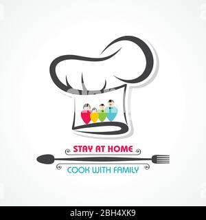 Vektorgrafik für Stay Home und Cook Food Concept Stock Vektor