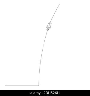 Kontinuierliche eine Linie fliegen Rakete. Vektorgrafik. Stock Vektor