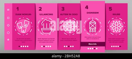 Vesak Day Buddhismus Onboarding Icons Set Vector Stock Vektor