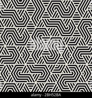 Vektor-Nahtloses Muster. Unregelmäßige lineare Raster abstrakte Textur. Sich wiederholende geometrische chaotische Streifen. Stock Vektor