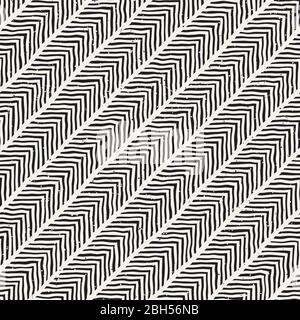 Nahtloses geometrisches Vektormuster. Schwarz-Weiß-Pinsel-Hintergrund einfarbig. Handgezeichnete Tusche Linien Textur. Stock Vektor