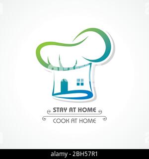 Vektorgrafik für Stay Home und Cook Food Concept Stock Vektor