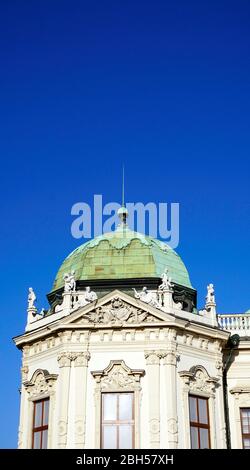 Vertikale Nahaufnahme schloss belvedere Fassade historische Bauarchitektur in Wien, Österreich, Europa Stockfoto