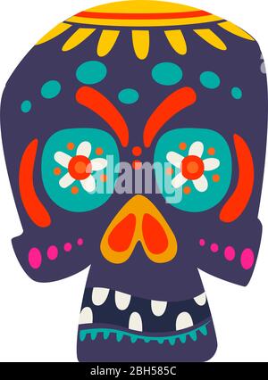 Isoliert dekorierter mexikanischer Schädel Stock Vektor