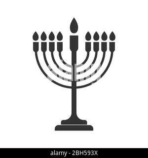 Einfaches Vektor-Symbol der Menorah, ein Kerzenleuchter mit sieben Kerzen. Stock-Design isoliert auf einem weißen Hintergrund für Websites und Apps Stock Vektor