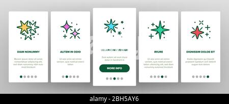 Leuchtende Sterne Onboarding Icons Set Vektor Stock Vektor