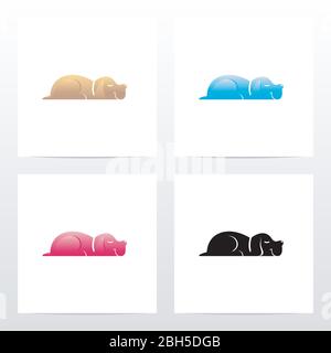 Hund Schläft Auf Dem Boden Logo Design Stock Vektor