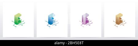 Digital Circuit Nodes Letter Logo Design E Stock Vektor
