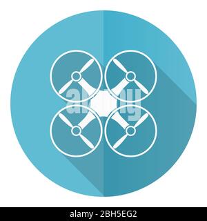 Drohne blau rund flaches Design Vektor-Symbol isoliert auf weißem Hintergrund, Kopter-Abbildung in eps 10 Stock Vektor