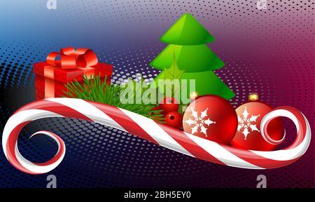 Weihnachtselemente und Geschenke auf abstraktem dunklen Hintergrund Stock Vektor