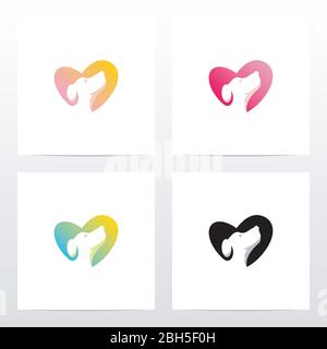 Hund im Herzen Logo Design Stock Vektor