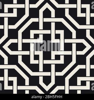 Vektor nahtlose ethnischen Muster. Uralte abstrakte Textur. Sich wiederholende geometrische kreuzförmige Zeilensprunglinien. Stock Vektor