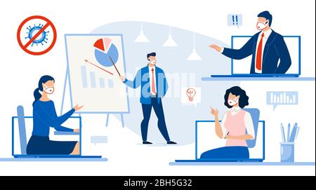 Webinar Zu Remote Business Meeting Online-Schulungen Stock Vektor
