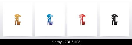 Eagle Head On Letter Logo Design L Stock Vektor