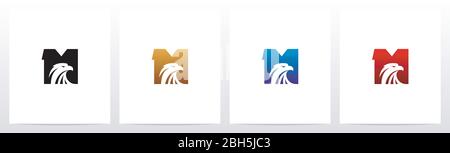 Eagle Head On Letter Logo Design M Stock Vektor