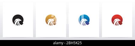 Logo-Design „Eagle Head on Letter“ Q Stock Vektor