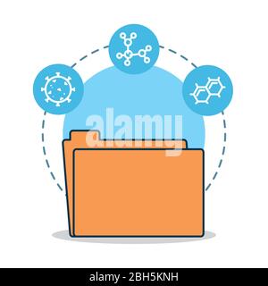 Ordner und chemische verwandte Symbole rund um über weißem Hintergrund, buntes Design, Vektor-Illustration Stock Vektor