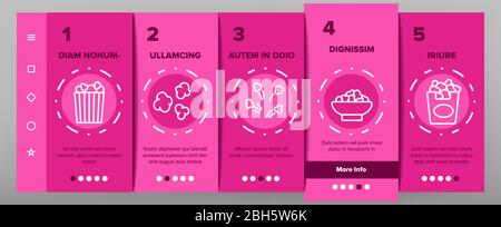 Popcorn Leckere Snack Onboarding Icons Set Vektor Stock Vektor