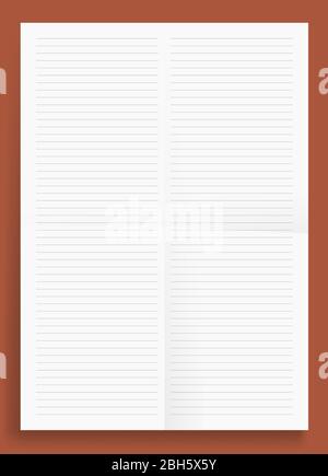 Zerknitterte Standart zwei linierte Spalte leere Serie A4-Format Papierformat Vektor-Illustration Stock Vektor