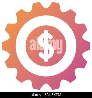Gear mit Geld Symbol Silhouette Stil Symbol Stock Vektor