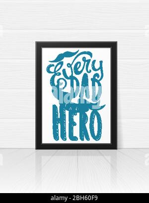 Grußkartenvorlage für Happy Fathers Day mit handgezeichneter Schrift. Vektorgrafik Stock Vektor