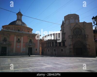 Leere Straßen von Valencia, Spanien, wegen der Sperrung des Coronavirus Stockfoto