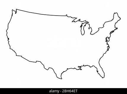 USA Umrisskarte isoliert auf weißem Hintergrund Stock Vektor