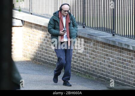 Der Chefberater von Premierminister Boris Johnson, Dominic Cummings, kommt in Downing Street, London an. Stockfoto