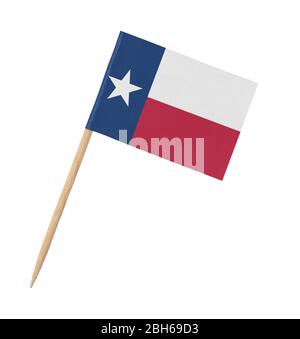 Kleine Papier US-Staatsflagge auf Holzstab - Texas - isoliert auf weiß Stockfoto