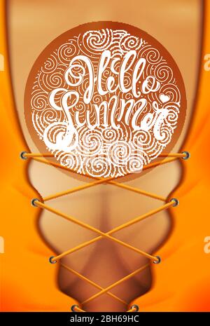 Hallo Sommer Hintergrund mit handgezeichneten Schriftzug . Vektorgrafik. eps10 Stock Vektor