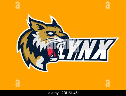 Lynx Maskottchen Logo. Bobcat Design Emblem Vorlage für ein Sport und eSport Team Stock Vektor