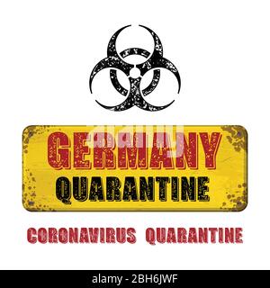 Deutschland grunge gelb Namensschild Quarantäne Stock Vektor