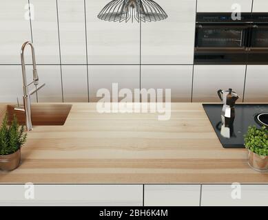 Moderne Kuche Home Interior Mit Holz Und Holz Schranke Mobel Ideale Dekoration Sauber Zeitgenossische Neue Stockfotografie Alamy